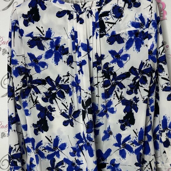 Not your daughters jeans NYDJ Floral Blue and Black Women's Top BLOUSE - Picture 6 of 7